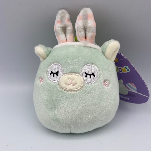 Squishmallow 3.5" Miley Llama Clip Soft Mint Bunny Ears 2023 Easter Plush BNWT - Picture 2 of 5